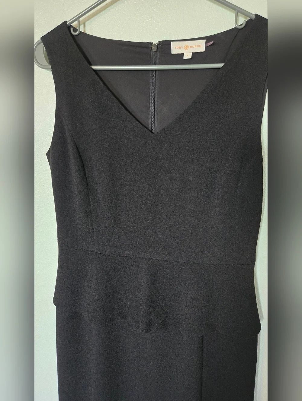 Tory Burch | Black V-Neck Peplum Cocktail Dress Size 4